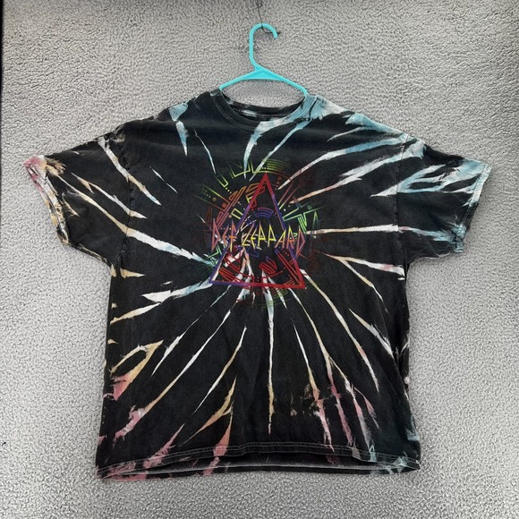 Tie-Dye Other - Def Leppard Tie Dye T-Shirt Shirt Large Sleeve‎ Short Hysteria Graphic Band DEF